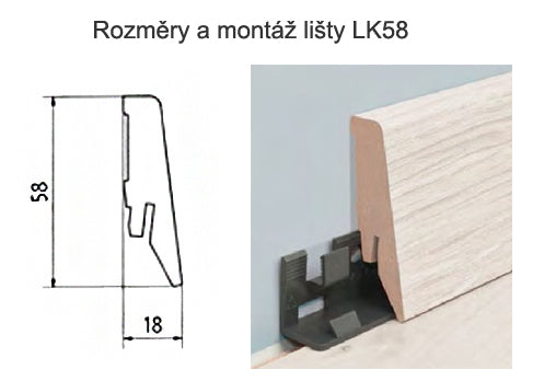 Podlahová lišta soklová Krono Original LK58 - 5903 (2,4 m)